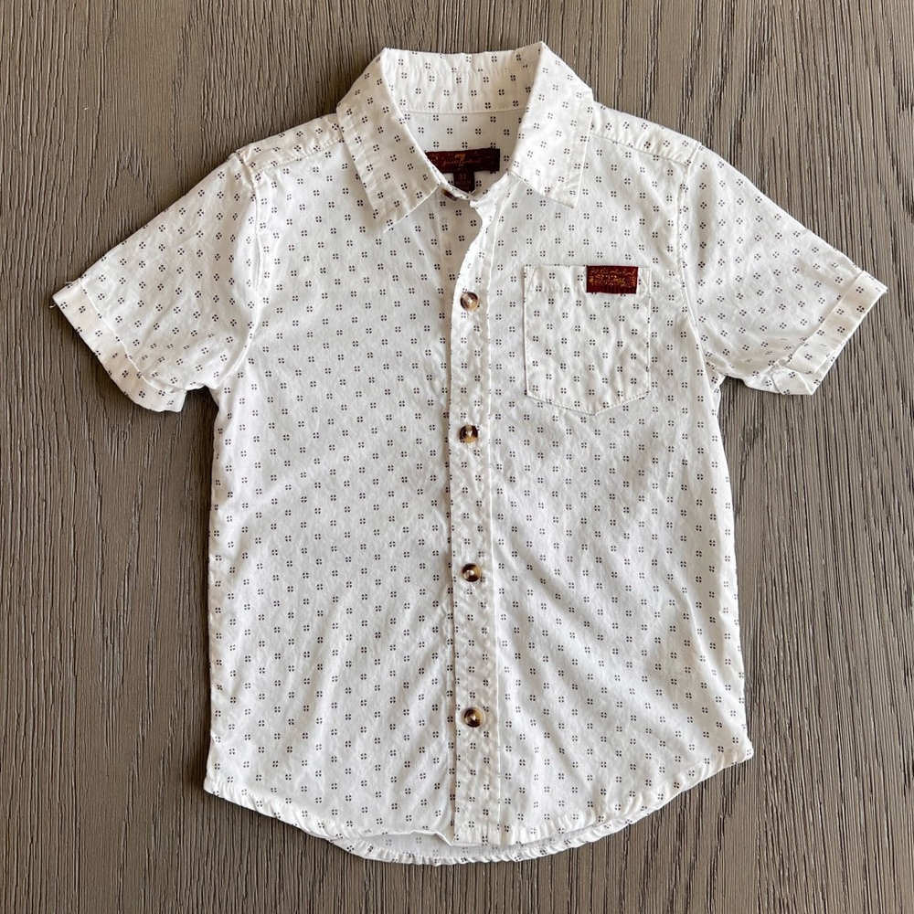 7 FOR ALL MANKIND BOYS BUTTON DOWN PATTERN SHIRT